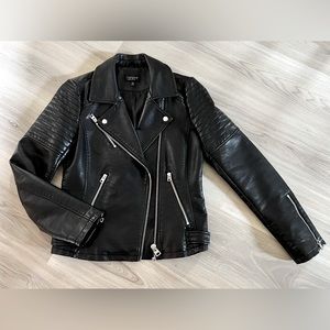 TOPSHOP Black Faux Leather Jacket - US Size 2